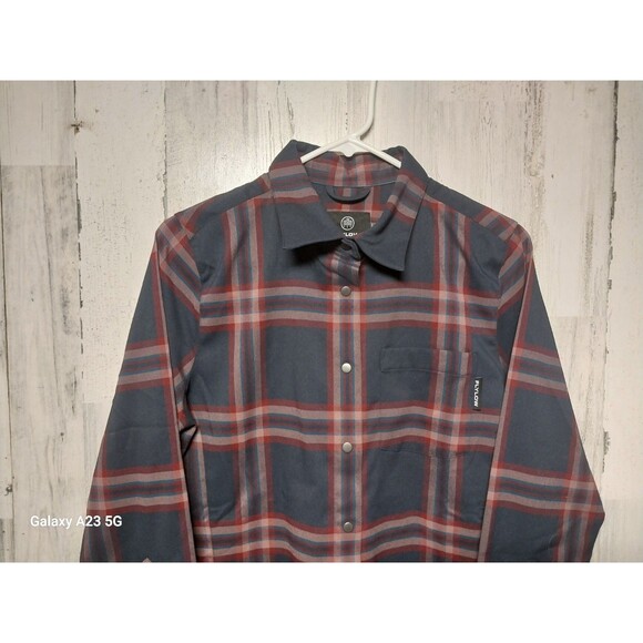 Flylow Brigette Tech Flannel Shirt Womens Medium Plaid Pearl Snap Long Sleeve - Picture 3 of 7